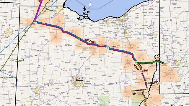 Rover Pipeline route mapped through Ohio