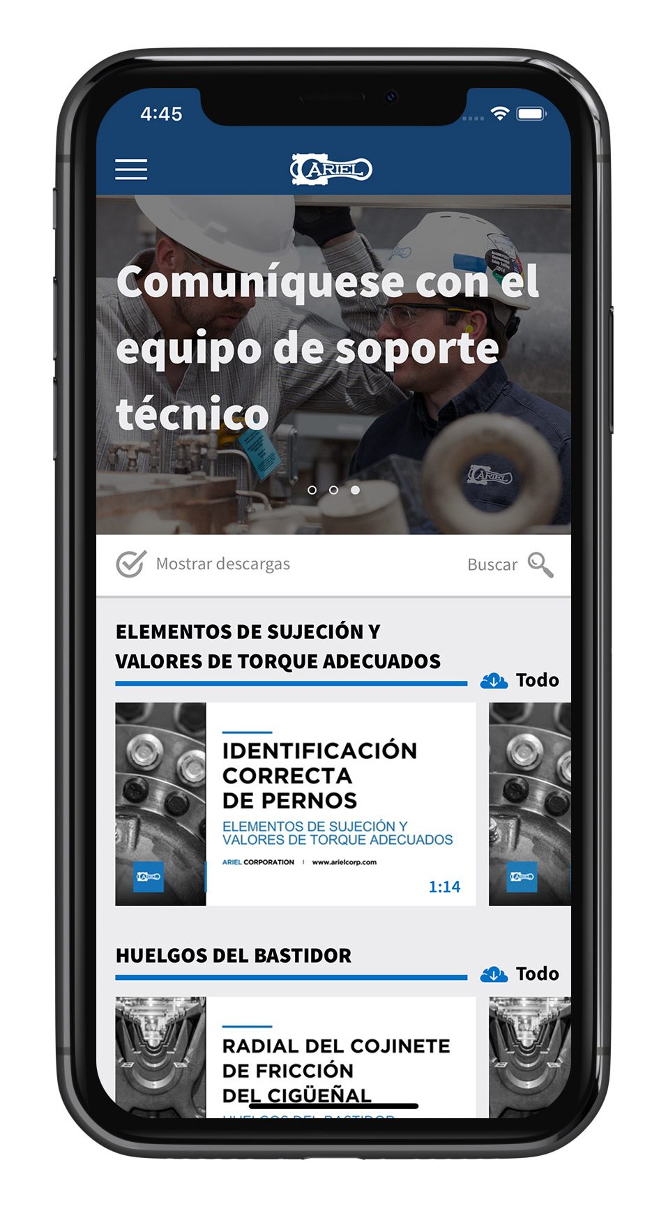 Ariel Tech-Tips mobile application translated to Spanish