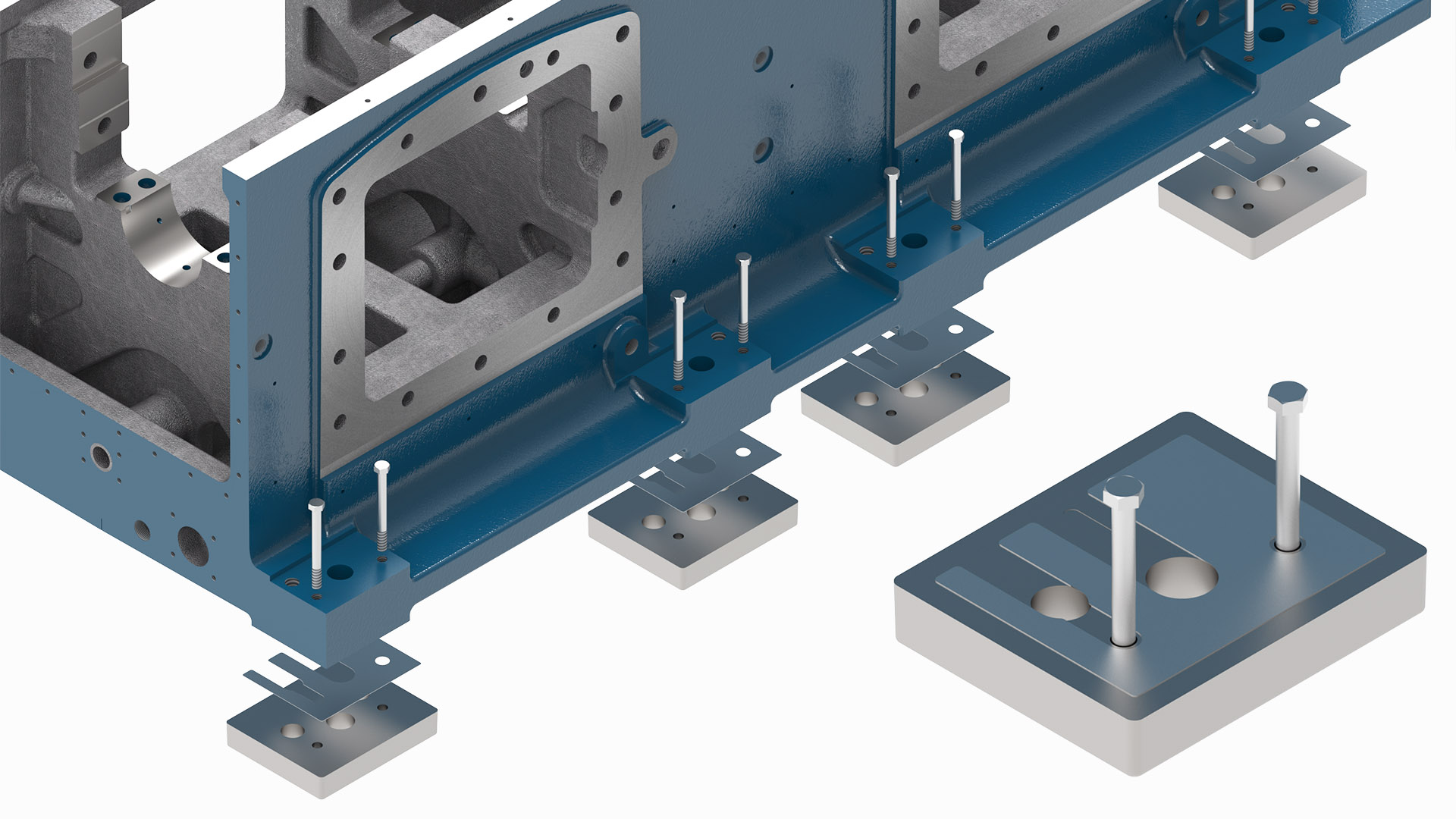 Rendering of KBE:K:T and KBC:D:F compressor frame with Sole Shim kit